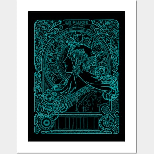 Copy of Alphonse Mucha Zodiac Blue Neon Posters and Art